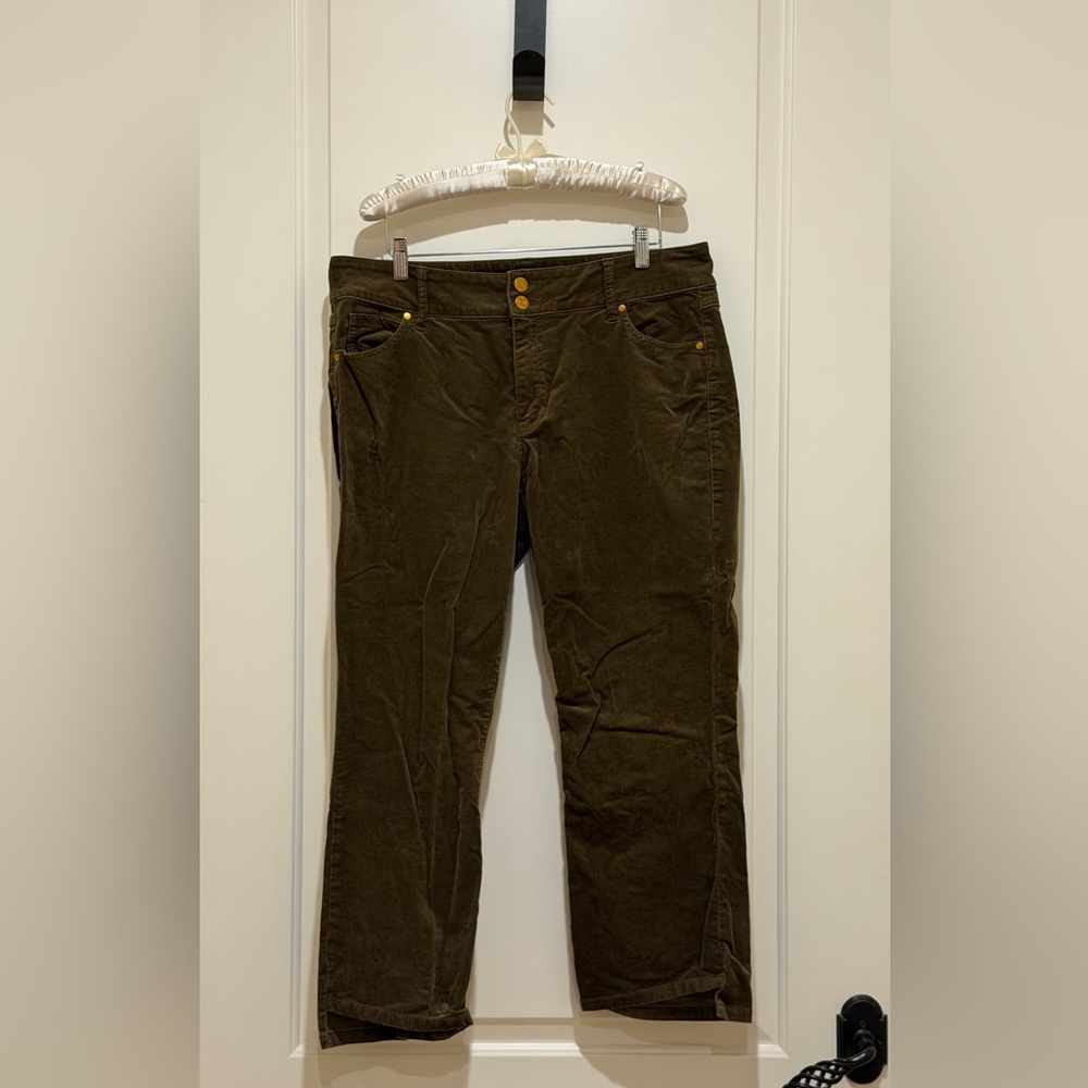 CAbi hi-low crop Corduroy Pants Size 14
